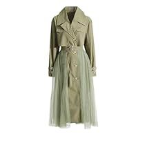 Trench Coats Women Long, Mesh Dresses, Patchwork Coat, Athleisure Dress, Elegant Attire, Long Trench, Long Trench Coat, Trench Coats Women, Female Fashion