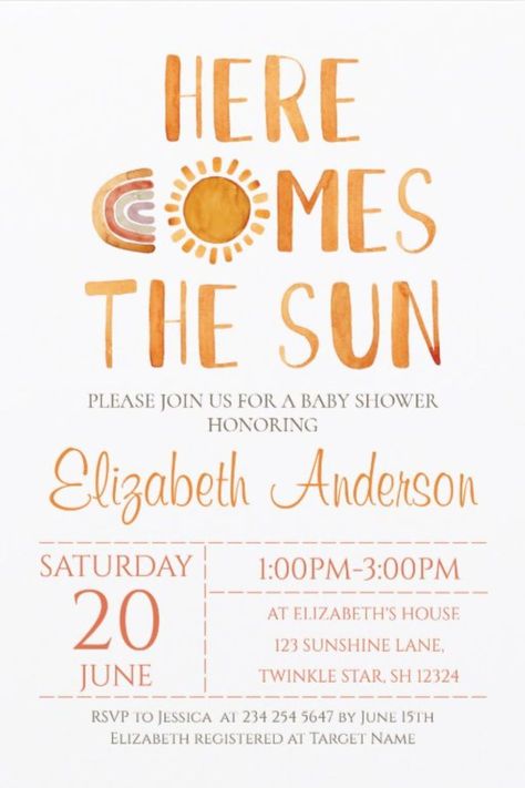 Daisy Baby Shower Theme, Sunshine Illustration, Hippie Baby Shower, Baby Shower Oso, Sunshine Baby Shower Invitations, Babby Shower, Retro Baby Showers, Winter Baby Shower Themes, Rainbow Baby Shower Invitations