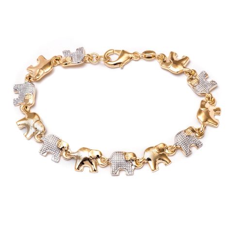 Barzel 18K Gold Plated Elephant Bracelets (Many Different Elephant Options) (2-Tone BR2173) Black Hills Gold Jewelry, Silver Elephant, Elephant Bracelet, Silver Elephants, Chic Bracelet, Black Hills Gold, Cute Jewelry, Beautiful Bracelet, Link Bracelets