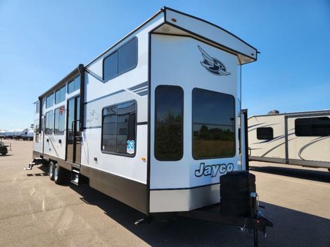 New 2025 Jayco Jay Flight Bungalow Jay Loft Destination Trailer at Hilltop Camper & RV | Oronoco, MN | #18620 Destination Rv Trailers, Jayco Travel Trailers, Rv Types, Hidden Bed, Hose Storage, Double Entry Doors, Bed With Slide, Used Rvs, Rv Trailers