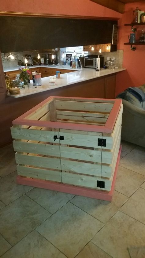 My husband built this pig pen, for indoor use. About $100. Love it! House Bed Ideas, Playpen Ideas, Pig Ideas, Pen Ideas, Pig Pen, This Little Piggy, House Bed, Bed Ideas, Pigs