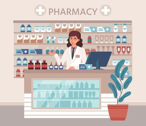 Pharmacy Day Poster, Medical Cartoon, Healthcare Advertising, Medicine Illustration, Alcohol Withdrawal, Poster Flat, Pharmacy Store, Nursing School Survival, Vector People