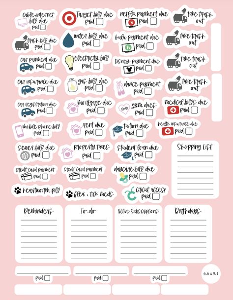 Make Planner, Digital Planner Ideas, My Ocd, How To Make Planner, Bill Planner, Free Printable Planner Stickers, Free Planner Stickers, Planner Layouts, Bullet Journal Printables