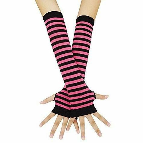 Emo Fingerless Gloves, Scene Arm Warmers, Scene Gloves, Emo Gloves, Striped Gloves, Techwear Fashion, Alt Clothes, Catty Noir, Scene Outfits