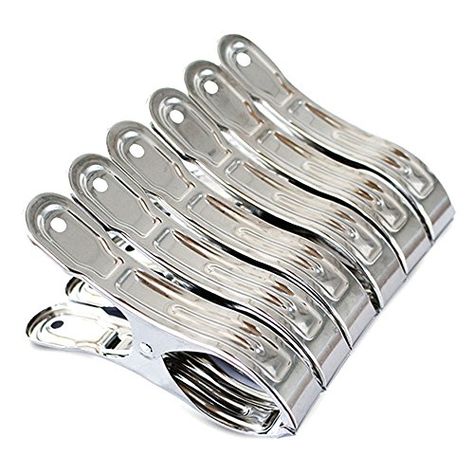 FOMMEN 6 Packs Heavy Duty 4.7 Inches Stainless Steel Clot... https://smile.amazon.com/dp/B07CVY4PX2/ref=cm_sw_r_pi_dp_U_x_EhwdEb047NY8C Towel Clips, Clothes Clips, Clothes Pegs, Light Clips, Metal Clothing, Laundry Supplies, Laundry Storage, Clothespins, Clothes Line