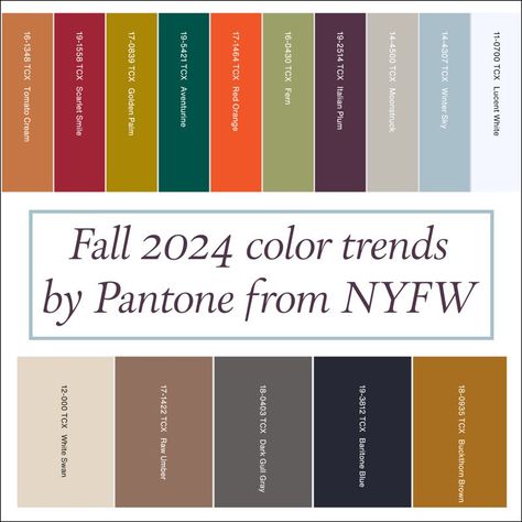 Fall Winter 2024, 2025 Fashion Color Trends - Just Style LA Fall Color Trend, Fall Fashion Colors, Pantone Fall, Pantone Colour Palettes, Winter Color Palette, Color Trends Fashion, Fall Color Palette, Winter Trends, Winter Colors