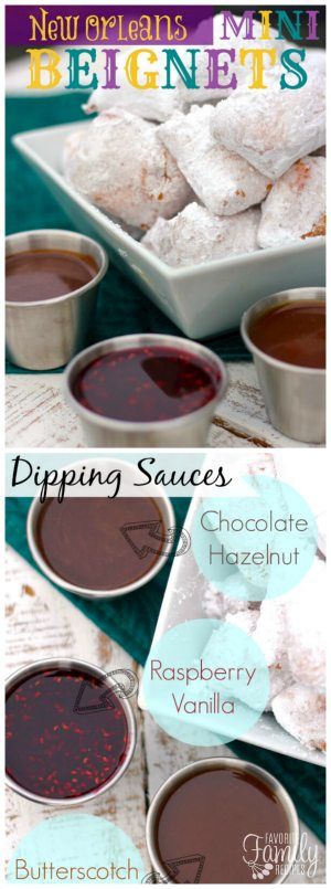 These Dipping Sauces are all so yummy! Chocolate Hazelnut, Butterscotch Caramel, and Vanilla Raspberry sauces are all especially good with our beignets. via @favfamilyrecipz Beignet Dipping Sauce Recipe, Donut Dipping Sauce, Beignet Dipping Sauce, Square Doughnut, Luscious Recipes, Butterscotch Caramel, Dessert Sauce, Sweet Dips, Dipping Sauces