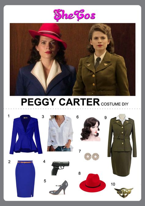 peggy carter costume diy Peggy Carter Outfit, Marvel Peggy Carter, Peggy Carter Costume, Super Soldier Serum, Marvel Inspired Outfits, Marvel Party, Margaret Elizabeth, Costume Guide, Closet Cosplay