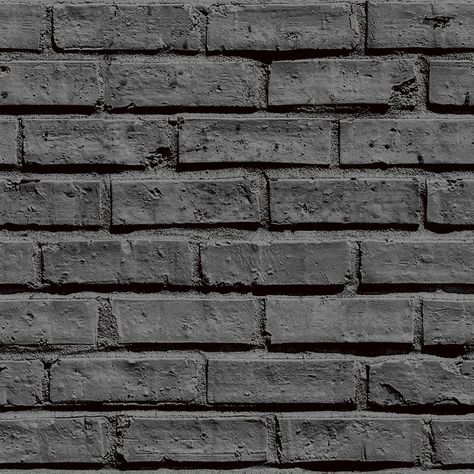 31.5' x 21" Brick Wallpaper Roll Black Brick Wallpaper, Faux Brick Wallpaper, Wood Feature Wall, Black Brick Wall, Brick Paper, Faux Stone Panels, Brick Wallpaper Roll, Banana Leaf Wallpaper, Black Brick