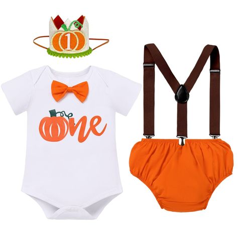 PRICES MAY VARY. ♛【Fall Pumpkin 1st Birthday Outfit】Cake smash outfit boy fall pumpkin themed 1st birthday outfits, little pumpkin birthday Outfit to celebrate baby boys first birthday, fall birthday pumpkin one outfit for 1st birthday cake smash photo shoot. Set includes Suspenders + Bowtie Romper + Bloomers + Crown Hat. First birthday photos outfit for Halloween themed birthday party supplies, pumpkin themed birthday party supplies, orange birthday decorations, fall birthday party decorations Orange Birthday Decorations, Halloween First Birthday Boy, Fall Birthday Party Decorations, Pumpkin Themed First Birthday, Hat Birthday Cake, Pumpkin Themed Birthday, Fall 1st Birthdays, Birthday Pumpkin, Cake Smash Photo Shoot