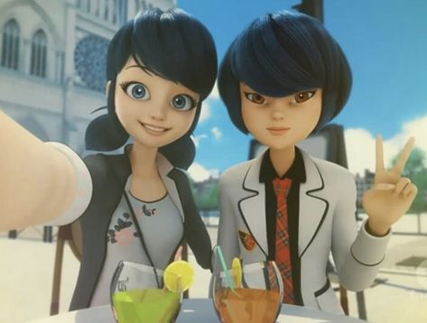 Kagami And Marinette, Peace Sign, Look At