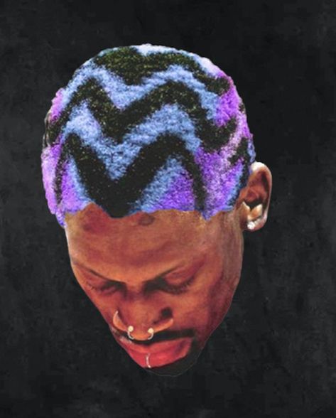 Dennis Rodman Hair, Rodman Hair, Dark Angelcore Aesthetic, Head Rap, Denis Rodman, Dennis Rodman, Afrocentric Art, Cover Art Design, Big Face