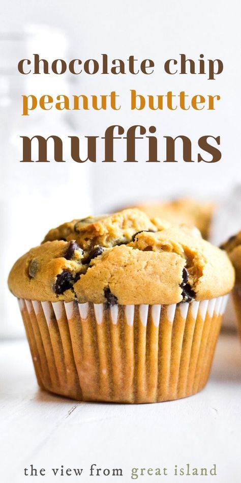 Peanut Butter Muffins Recipes, Peanut Butter Chocolate Chip Muffins, Butter Muffins, The View From Great Island, Peanut Butter Muffins, Lost 100 Pounds, Homemade Muffins, Peanut Butter Cake, Peanut Butter Chips