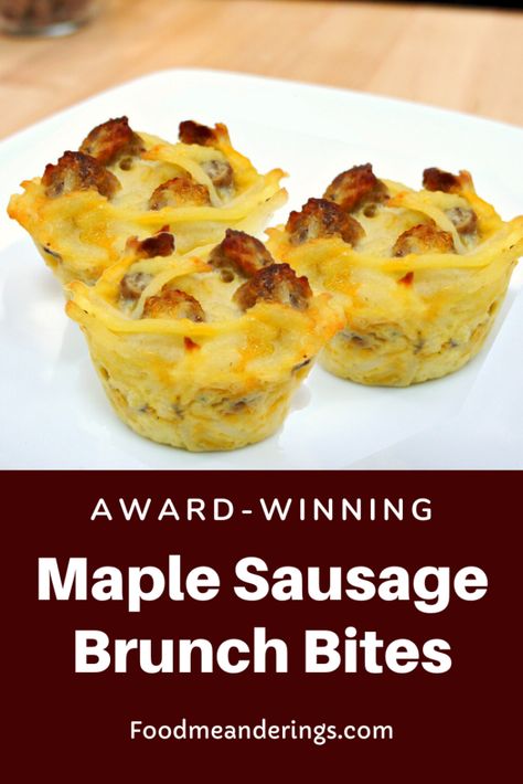 These award-winning Maple Sausage Brunch Bites are perfect for your next breakfast or brunch potluck or Mother's day Brunch! Made with hashbrowns, eggs, sour cream, cheddar cheese, onions and maple sausage. they are a full meal in a bite that's simple, make-ahead, portable, finger food and easy to reheat! #brunch #sausage #hashbrowns #brunchpotluck #potluck #cups #breakfastideas #breakfastpotluck #eggs #BeEggsquisite #mothersday Brunch Potluck, Potatoes Romanoff, Brunch Bites, Breakfast Potluck, Maple Sausage, Breakfast Sausage Recipes, Potluck Ideas, Mothers Day Brunch, Christmas Brunch