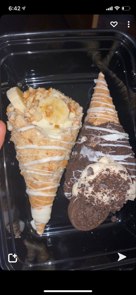 Stuffed Cones Dessert, Cheesecake Waffle Cone, Waffle Cone Dessert Ideas, Stuffed Cones, Crunch Cone, Cone Recipes, Dessert Cones, Pudding Oreo, Cheesecake Cones