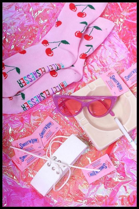 Flatlay Product, Cherry Socks, Glitter Cat Eye, Rose Fairy, Sweet Accessories, Y2k Accessories, Cute Sunglasses, Kewpie Dolls, Accessory Jewelry