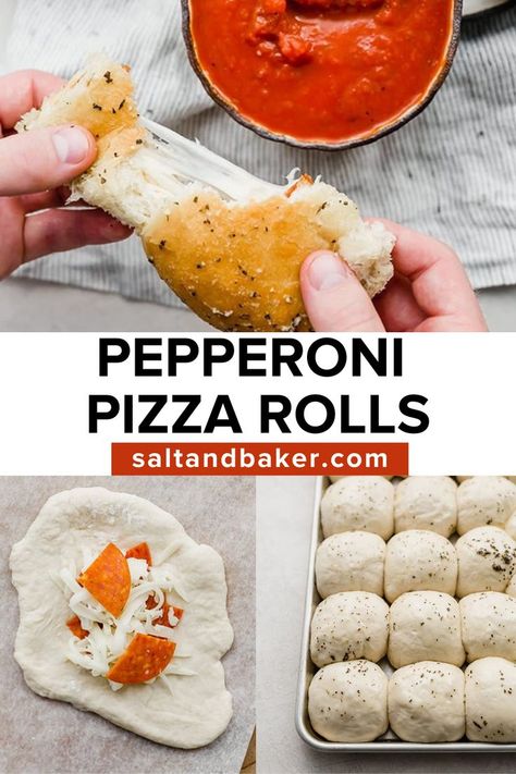 Homemade Pepperoni Rolls, Pepperoni Rolls Recipe, Roll Dough Recipe, Homemade Pepperoni, Pepperoni Pizza Rolls, Homemade Bread Dough, Herbed Butter, Pizza Buns, Homemade Pizza Rolls