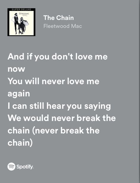 The Chain Fleetwood Mac, You Dont Love Me, Love Me Again, Broken Chain, Fleetwood Mac, Wall Quotes, Mac, Songs, Chain