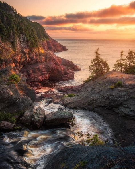 A river leading down over Flatrock Falls toward the ocean. A wonderful view on a warm summers morning! . . . . . #newfoundland #newfoundlandandlabrador #newfoundlandphotos #newfoundlandphotagrapher #newfoundlandphotography #explorecanada #explorenewfoundland #explorenl #canada #landscapephotos #landscape #landscapephotography Newfoundland Travel, Blue Forest, Explore Canada, Newfoundland And Labrador, Sunset Pictures, Newfoundland, Landscape Photos, Beautiful Landscapes, Landscape Art