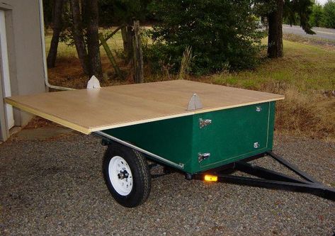 camping gear organization Atv Camping, Motorcycle Camper Trailer, Bicycle Camper, Camping Gear Trailer, Motorcycle Campers, Camping Gear Diy, Camping Projects, Folding Campers, Compact Camping