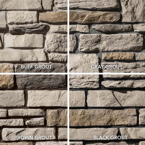 Over Grouted Stone Exterior, Fireplace Mortar, Lakehouse Exterior, Rock Veneer, Grey Stone Fireplace, Grout Colors, Colored Grout, Stone Veneer Exterior, Manufactured Stone Veneer