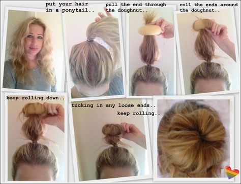 How to create a donut bun Hair Bun Donut, How To Bun, Bun Donut, Donut Bun Hairstyles, Lip Collection, Donut Bun, Hair Donut, Hair Bun Maker, Hair Bun Tutorial