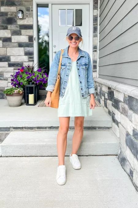 Mom outfit idea- athleisure dress, baseball cap and tennis shoes Tennis Dress Outfit, Athleisure Outfit, Mom Outfit, Athleisure Dress, Mom Fashion, Soccer Mom, Athleisure Outfits, Tennis Dress, 2024 Fashion