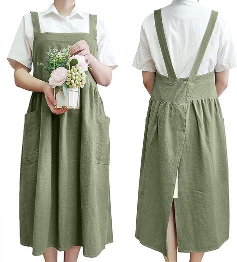 Florist Outfit, Pinafore Apron Dress, Florist Apron, Cooking Painting, Shop Painting, Branded Aprons, Pinafore Apron, Long Slip, Florist Shop