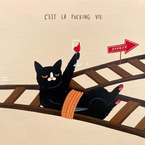 Love is in the air, Don’t breathe! Acrylic on Canvas,8x8” #cat #caturdaycuties #naiveart #art #cattattoo #artoftheday #illustration… | Instagram Animation Cat, Cat Wine, Easy Love Drawings, No Regrets, Love Illustration, Cat Posters, Naive Art, Love Is In The Air, Cat Painting