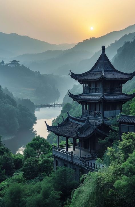 Tea Pavilion, Tranquil Dawn, Drone Pilot, Mountain Travel, Asian Style, The Tea, Places Around The World, Travel Pictures, Beautiful Places