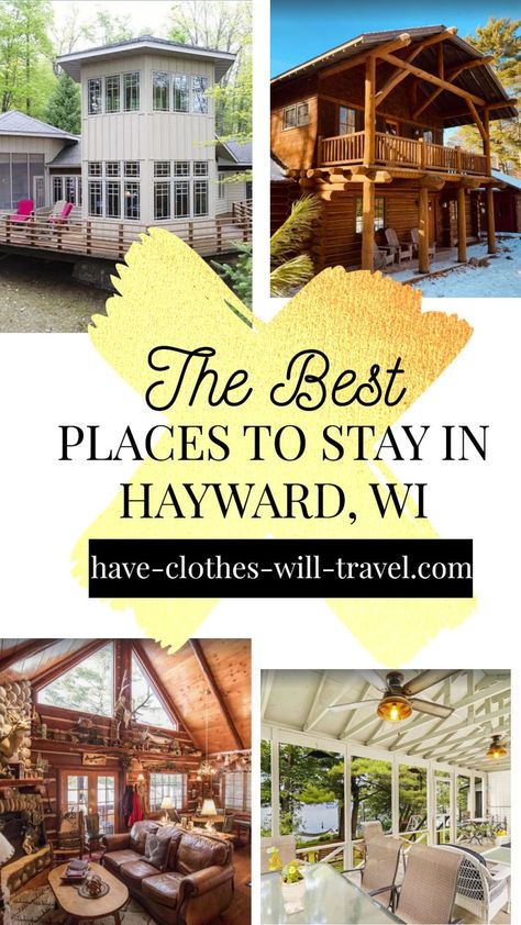 Searching for the coolest places to stay in Hayward, WI? This is the post for you! From charming cabins on Round Lake to luxury lakefront homes with hot tubs and pools - there's a great variety of vacation rentals and things to do in Hayward, WI! Hawaii Vacation Oahu, Hayward Wisconsin, River Rock Fireplaces, Round Lake, Hawaii Travel Guide, Minnesota Travel, Wisconsin Travel, Lakefront Homes, Relaxing Vacations