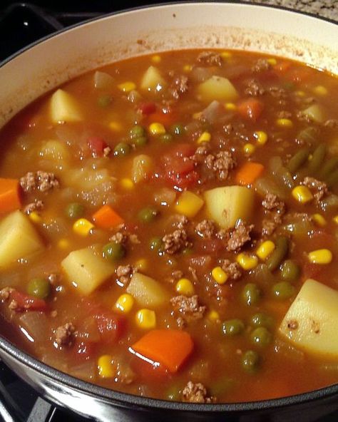 Delicious Discoveries, Easy Vegetable Beef Soup, Soup Ingredients, Easy Vegetable, Vegetable Beef Soup, Beef Soup, 2 Cups, Stew, Soups