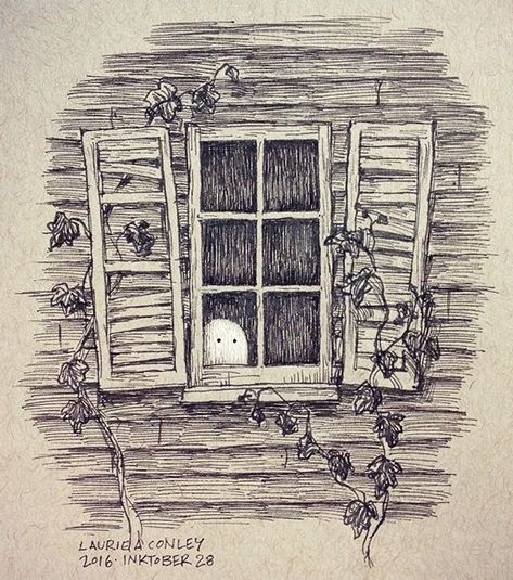 Busy Drawing, Haunted House Drawing, Gothic Drawings, Scary Houses, Window Drawing, Stippling Art, Creepy Houses, Spooky House, Animation Art Sketches