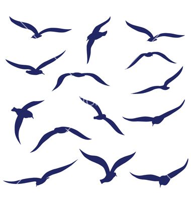 Seagull silhouettes vector 1275822 - by aslantopcu08 on VectorStock® Cool Silhouette Art Ideas, Seagulls Drawing, Seagull Outline, Seagulls Tattoo, Seagulls Painting, Seagull Design, Seagull Tattoo, Seagull Art, Flying Animals