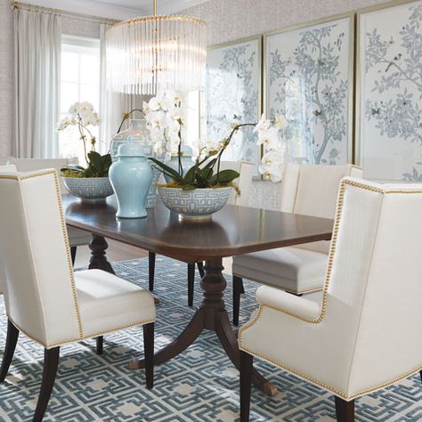 Dining Room Decorating Ideas | Dining Room Inspiration | Ethan Allen Modern Classic Dining Room, Decorating Ideas Dining Room, Modern Classic Dining, Formal Dining Room Table, Dining Room Decorating Ideas, Wingback Dining Chair, Dining Room Decorating, Coastal Dining Room, Dining Room Centerpiece