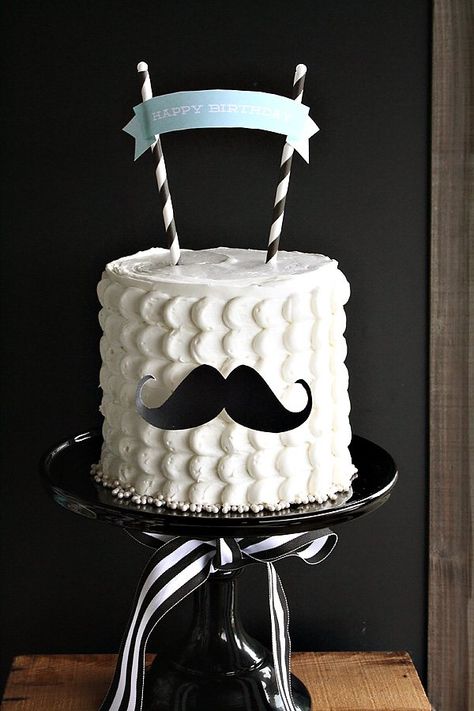 "Little Mister" Mustache Birthday Party // Hostess with the Mostess® Mustache Birthday Party, Mustache Cake, Moustache Party, Mustache Theme, Mustache Birthday, Mustache Baby Shower, Mustache Party, Baby Shower Cakes For Boys, Fathers Day Cake