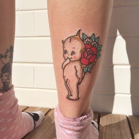 Alison Wanders Kewpie Tattoo, Cupie Dolls, Doll Tattoo, Baby Tattoos, Mom Tattoos, Future Tattoos, Traditional Tattoo, Tattoos And Piercings, Traditional Style