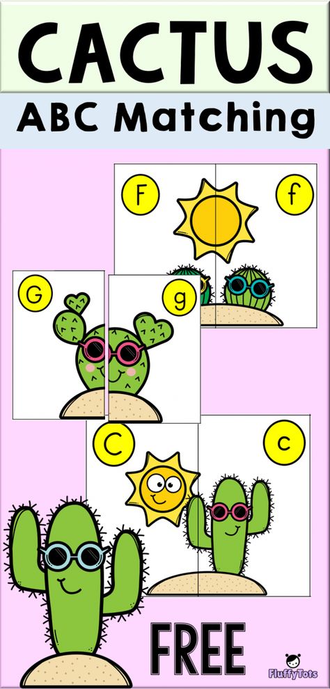 Cactus ABC Matching Printables : FREE 26 Cool ABC Puzzle Cactus Crafts Preschool, Wild West Math Activities Preschool, Cactus Activities For Preschool, Preschool Desert Activities, Desert Activities For Preschool, Cactus Activities, Cactus Soup, Desert Preschool, Desert Activities