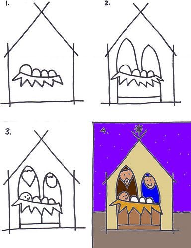 Nativity | Kids Art Club - A Simple Nativity | John | Flickr Nativity Scene Crafts, Advent Art, Simple Nativity, Nativity Painting, Noelle Silva, Christmas Art Projects, Christmas Kindergarten, Christmas Arts And Crafts, Nativity Crafts