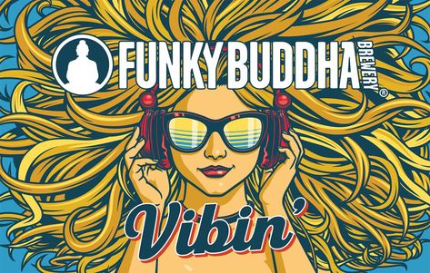 Craft Beer Branding by Ebbing Branding & Design Funky Buddha Brewery Vibin' Groovable Lager can and can carrier box design and artwork. Beer Ideas, Craft Beer Brands, Beer Branding, Funky Buddha, Beer Cans, Design Label, Beer Brands, Can Design, Package Design