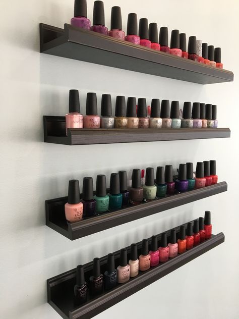 Saloon Ideas, Nail Polish Shelf, New Collection, Nail Polish, Spa, Shelves, Adidas, Nails, Beauty