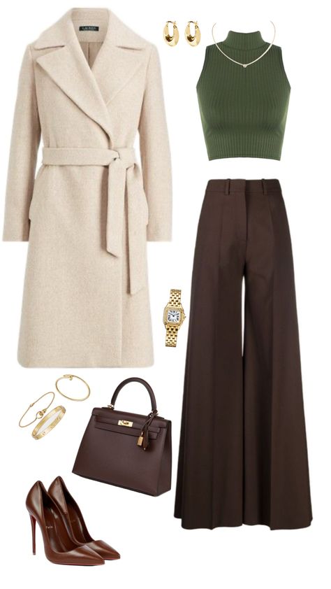 Chic Modernist Aesthetic, Looks Style, Style Outfits, Aesthetic Fashion, Pants, Green, Trousers