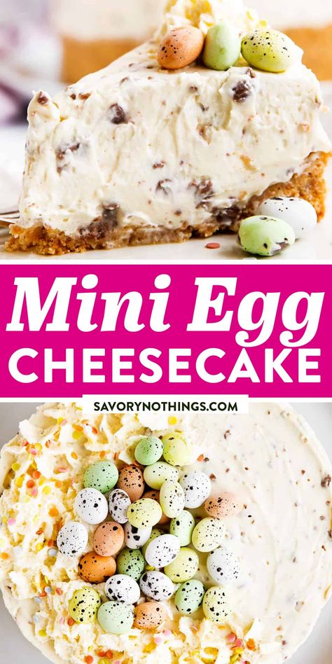 Are you looking for an easy and delicious Easter dessert? Try this No Bake Mini Egg Cheesecake! It's cute and festive, and SO quick to prep ahead of time! | #easter #easterdessert #eastercake #easterrecipes #eastertreats #dessert #nobake Minieggs Cheesecake Baked, Easter Egg Cheesecake, Mini Egg Cheesecake, Yummy Easter Desserts, Make Cheesecake, Easter Cheesecake, Crumble Cookie, Towel Ideas, Easter Recipe