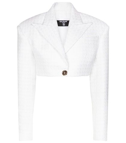 Tom Ford - Denim blazer | Mytheresa White Cropped Blazer, Tweed Jacket And Skirt, Balmain Pants, Balmain Blazer, Luxury Outerwear, Suit Jackets For Women, White Leather Sneakers, Denim Blazer, White Houndstooth