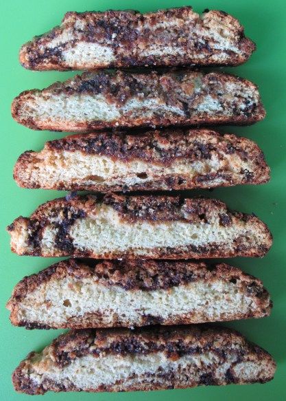 "Fig Jam Biscotti" -- uses dried figs Recipes With Fig Jam, Fig Biscotti Recipe, Vanilla Biscotti, Walnut Biscotti, Italian Love Cake, Homemade Fig Jam, Biscotti Recipes, Italian Biscotti, Fig Preserves