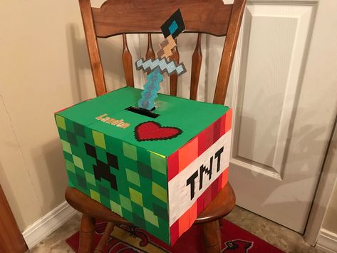 Minecraft Tnt Valentine Box Ideas, Tnt Box Minecraft, Minecraft Creeper Valentine Box Ideas, Lego Valentines Boxes For Boys, Tnt Valentine Box Ideas, Minecraft Zombie Valentine Box Ideas, Minecraft Creeper Valentines Boxes, Diy Minecraft Valentines Boxes, Minecraft Valentines Box Ideas