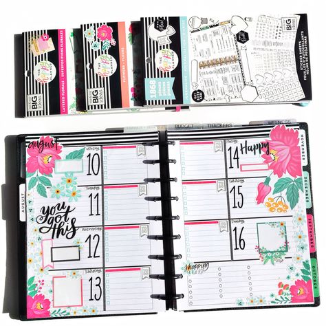 Weekly horizontal layout using the Florals stickerbook from the Happy Planner Horizontal Planner Layout Ideas, Happy Planner Horizontal Layout Ideas, Planner Layout Ideas, Planner Horizontal Layout, Planner Weekly Layout, Planner Setup, Planner Spreads, Happy Planner Layout, Planner Layouts