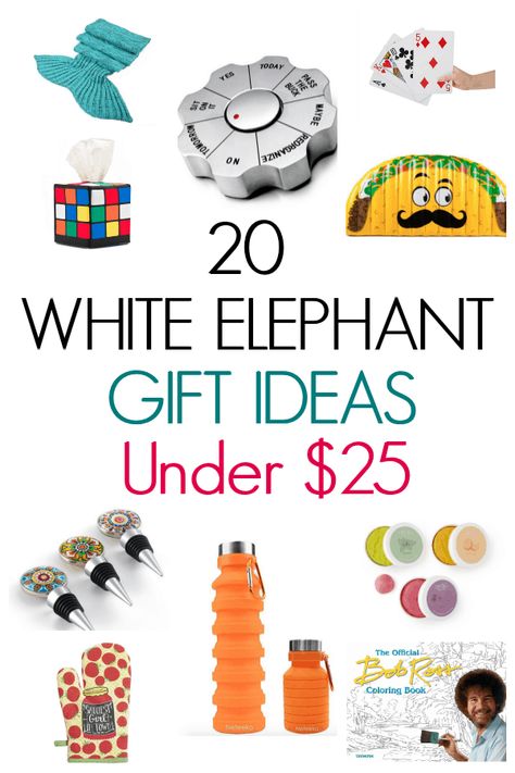 Do you need some creative ideas for your next White Elephant Gift Party, this post will help. Inexpensive white elephant gifts for under $25. Funny and creative White Elephant gifts for your next holiday party. #whiteelephant #creativewhiteelephant #inexpensivewhiteelephant Kids White Elephant Gift Ideas, White Elephant Gift Ideas For Teens, Practical White Elephant Gifts, Office White Elephant Gift Ideas, $25 White Elephant Gift Ideas, Family White Elephant Gift Ideas, White Elephant Gifts For Kids, Best White Elephant Gifts People Want, Unisex White Elephant Gift Ideas