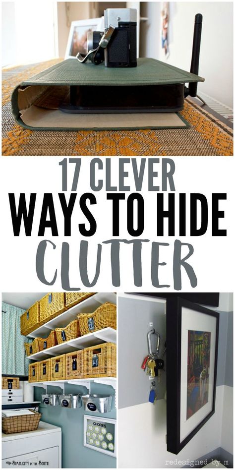 Looking for clever clutter solutions? Look no further! This organization tips will help hide the junk, giving you the look of a clutter free home. Hide Clutter, Clutter Help, Clutter Solutions, Clutter Control, Declutter Home, Clever Organizer, Getting Rid Of Clutter, Declutter Your Life, Clutter Free Home