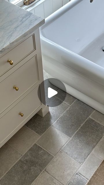 W Design Collective on Instagram: "We were so happy when we found this limestone alternative because it looks so pretty installed and even better, it’s only $9 a sq ft. When we first posted it we were flooded with DMs asking for the source and wanted to put all of the info about it in one place so that it’s easier to find. We’ll be posting all of the info (links, grout color, sizes, etc.) tomorrow on our journal for paid subscribers—stay tuned!" Limestone Flooring Bathroom, Limestone Floor Bathroom, Cottage Mudroom, Limestone Bathroom Floor, W Design Collective, Limestone Flooring, W Design, Grout Color, Tile Ideas